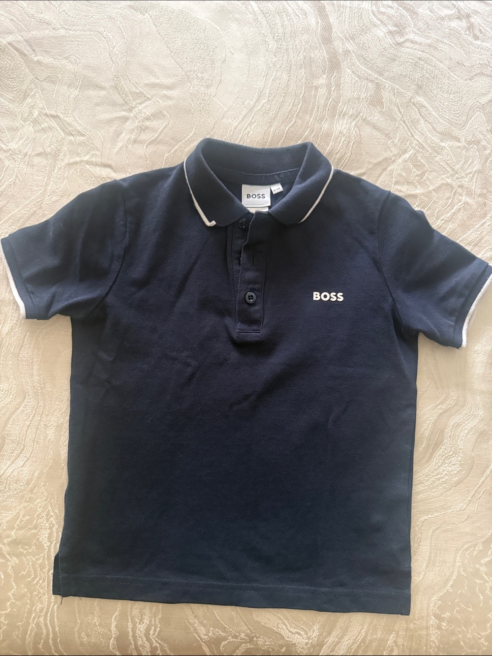 BOSS Boys Navy Polo with White Trim